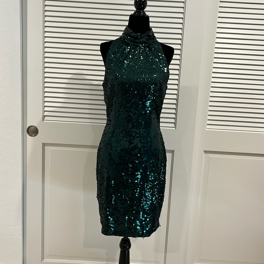 Green sequin dress